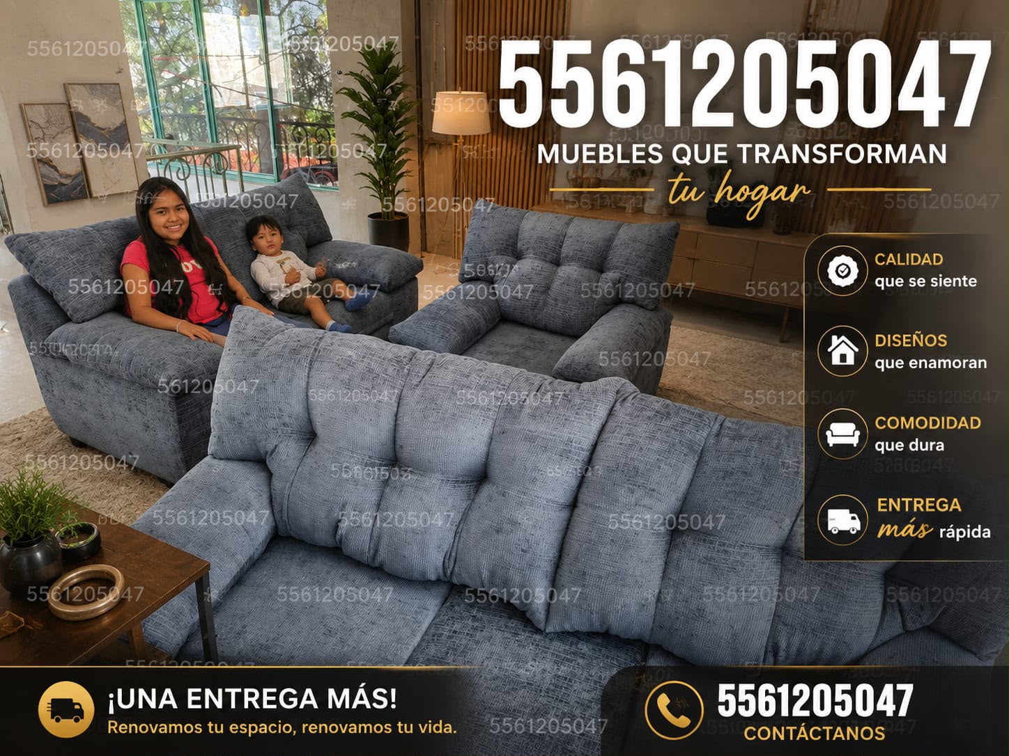 Sala 3-2-1 gris en entrega